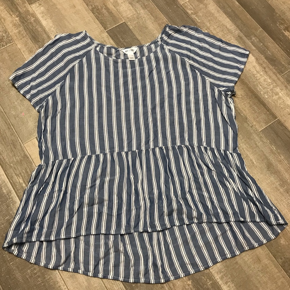 Blue and White Striped Tee